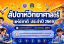 ประกาศสัปดาห์วิทยาศาสตร์แห่งชาติ ประจำปี 2569